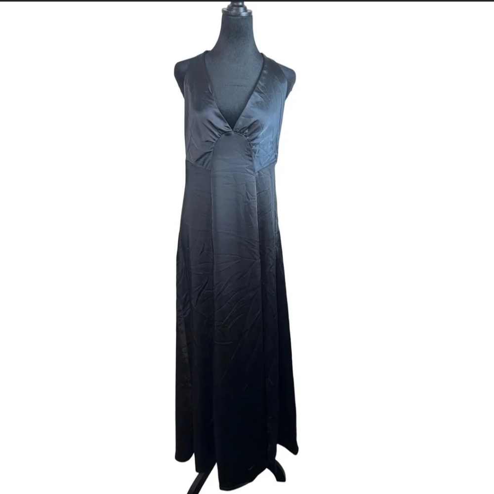 NWT Free People Black Satin Midi Dress Size Small - Picture 4 of 6